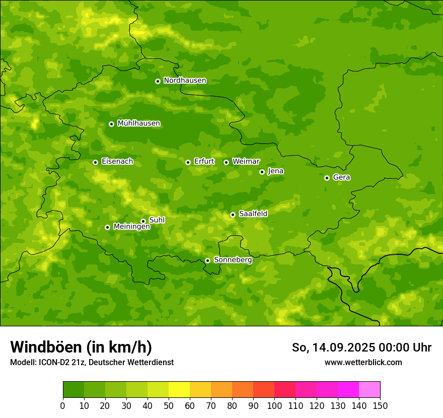Modellkarten Windgeschwindigkeit
