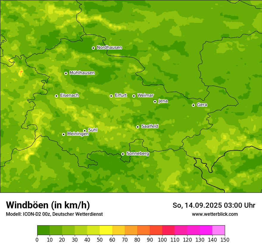 Modellkarten Windgeschwindigkeit