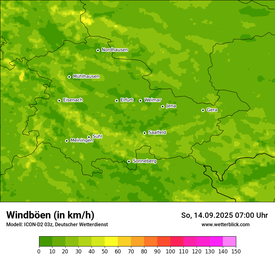 Modellkarten Windgeschwindigkeit