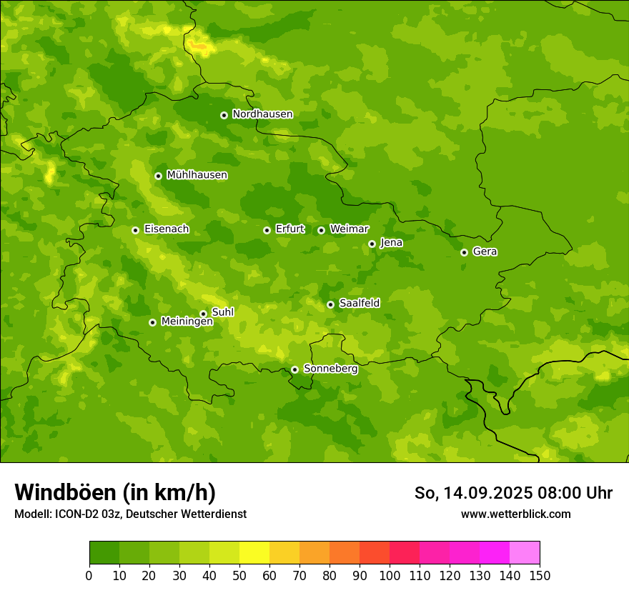 Modellkarten Windgeschwindigkeit