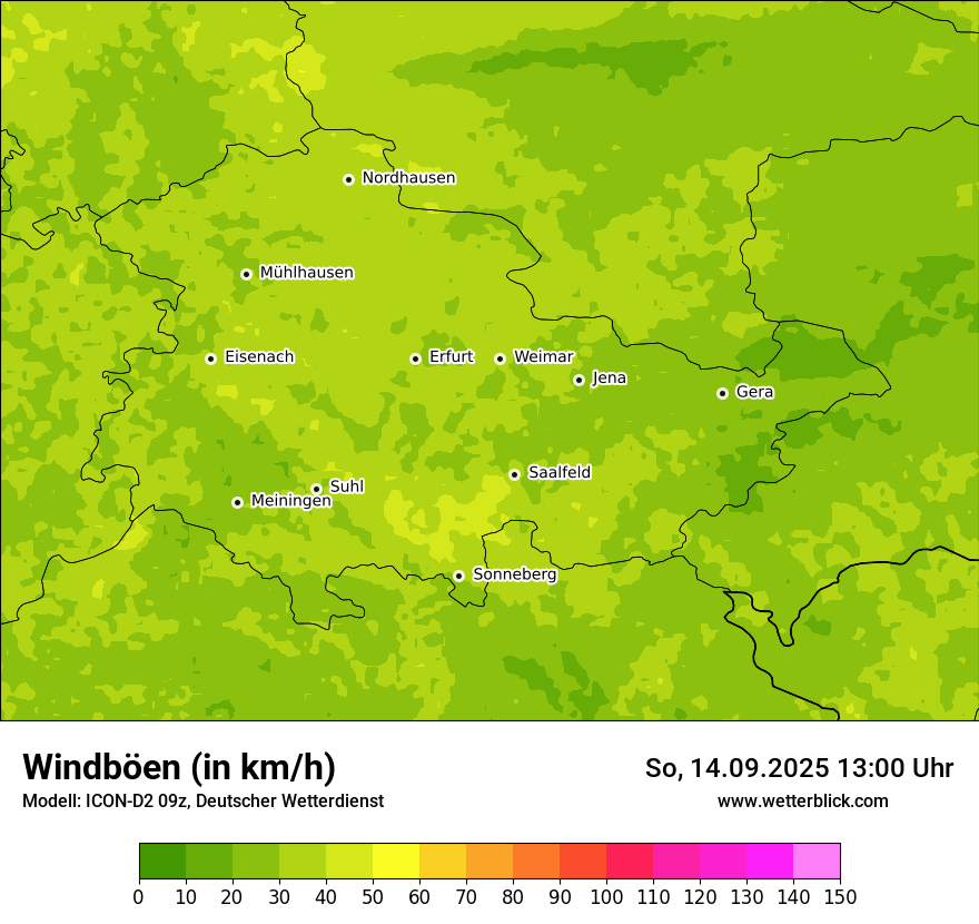 Modellkarten Windgeschwindigkeit