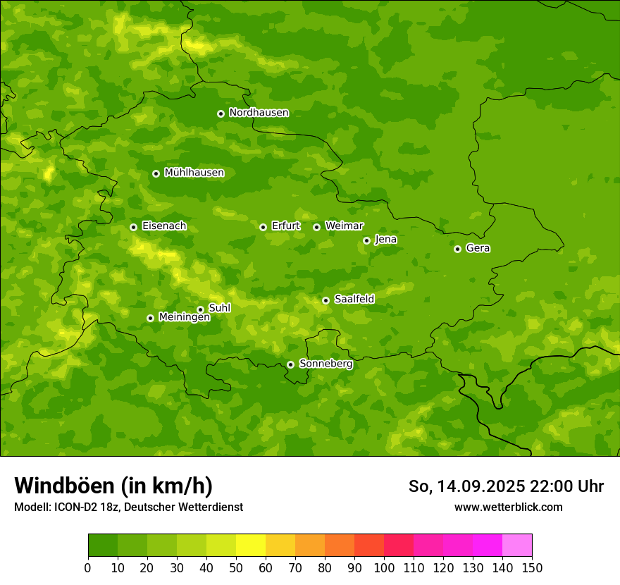 Modellkarten Windgeschwindigkeit