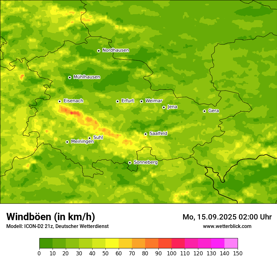 Modellkarten Windgeschwindigkeit