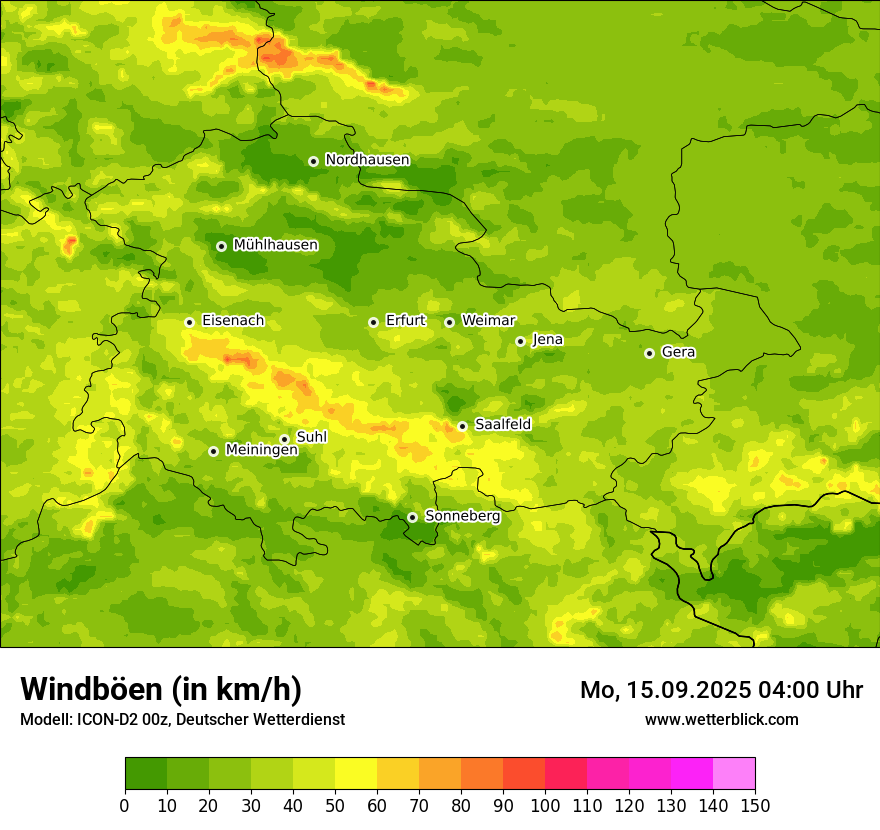 Modellkarten Windgeschwindigkeit
