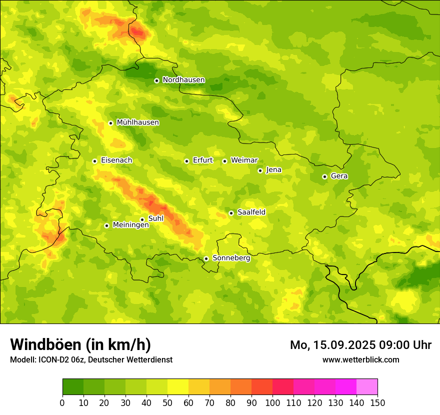 Modellkarten Windgeschwindigkeit