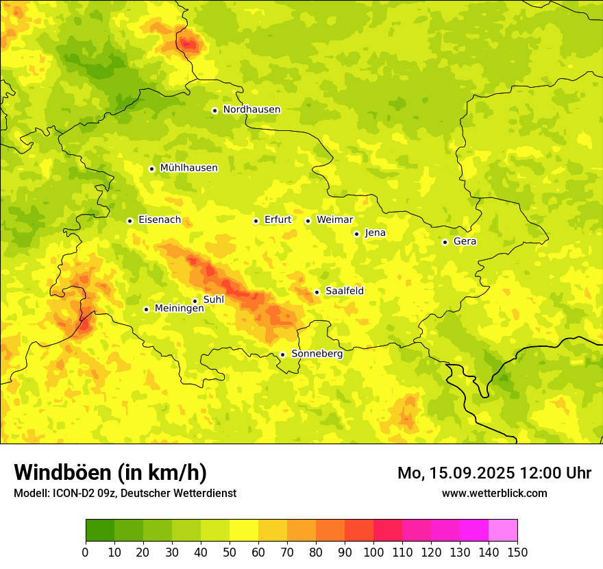Modellkarten Windgeschwindigkeit