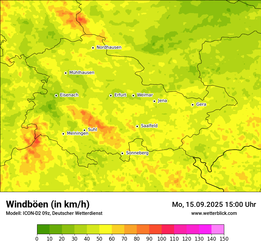 Modellkarten Windgeschwindigkeit