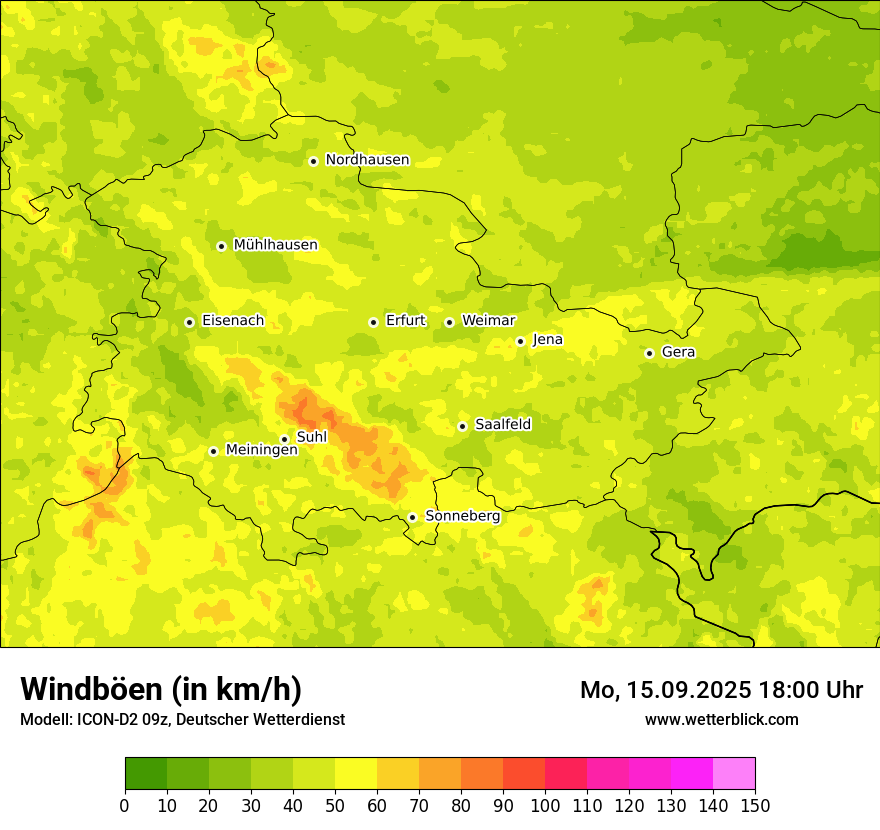 Modellkarten Windgeschwindigkeit