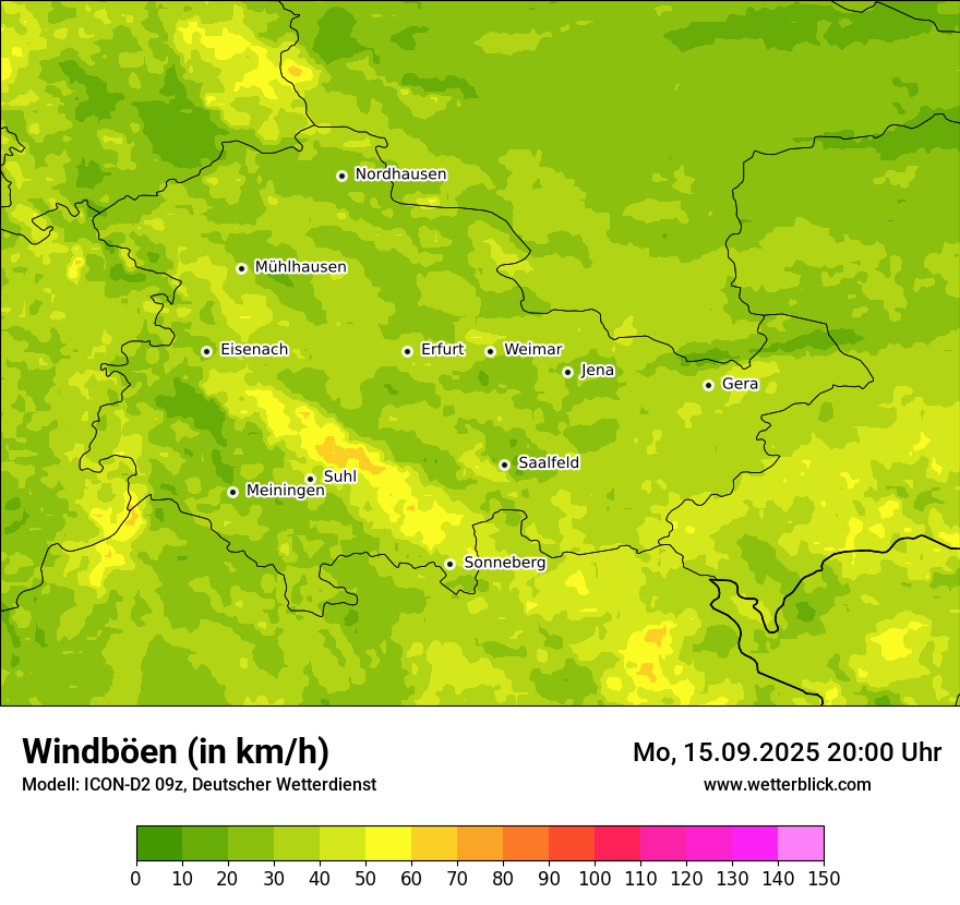 Modellkarten Windgeschwindigkeit