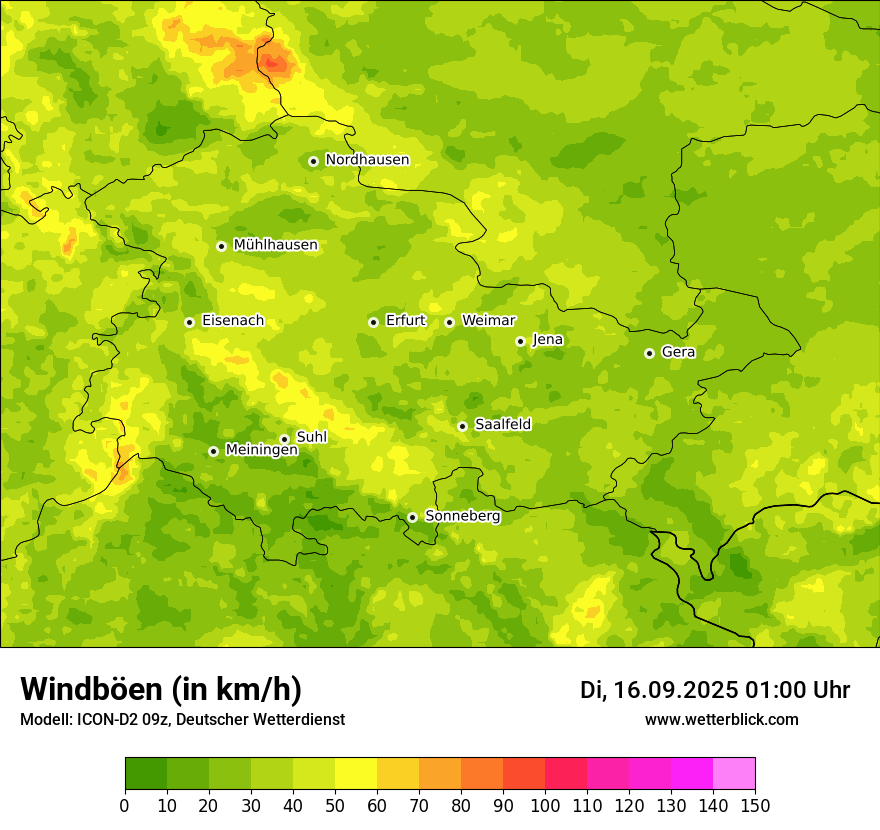 Modellkarten Windgeschwindigkeit