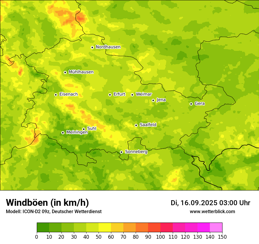 Modellkarten Windgeschwindigkeit