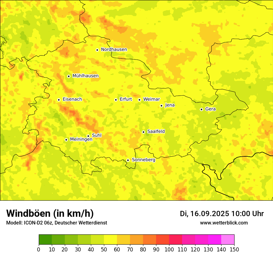 Modellkarten Windgeschwindigkeit