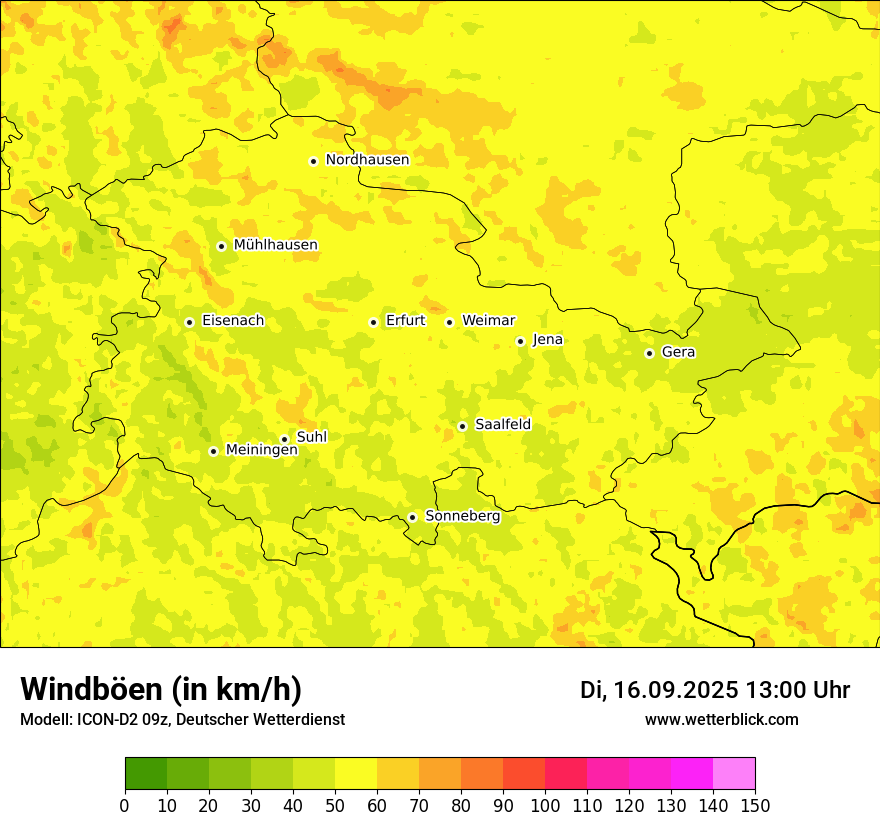 Modellkarten Windgeschwindigkeit