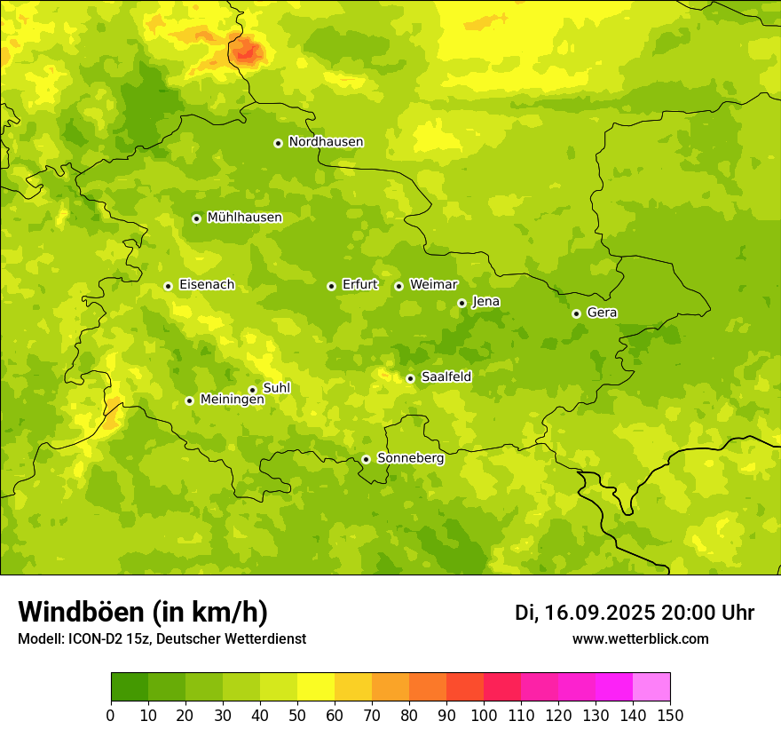 Modellkarten Windgeschwindigkeit
