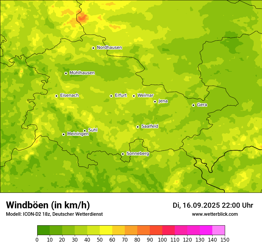 Modellkarten Windgeschwindigkeit