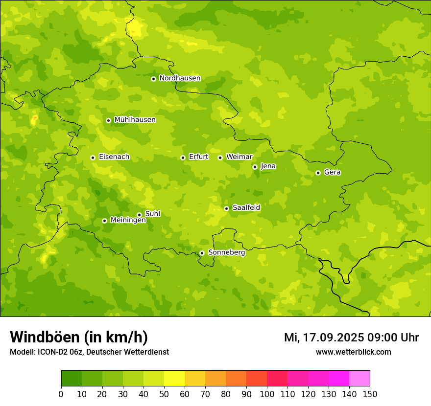 Modellkarten Windgeschwindigkeit
