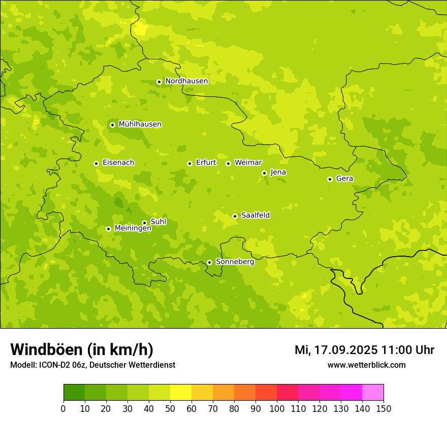 Modellkarten Windgeschwindigkeit