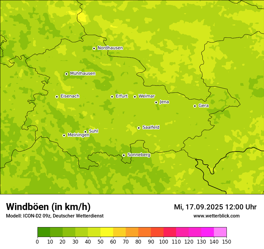 Modellkarten Windgeschwindigkeit
