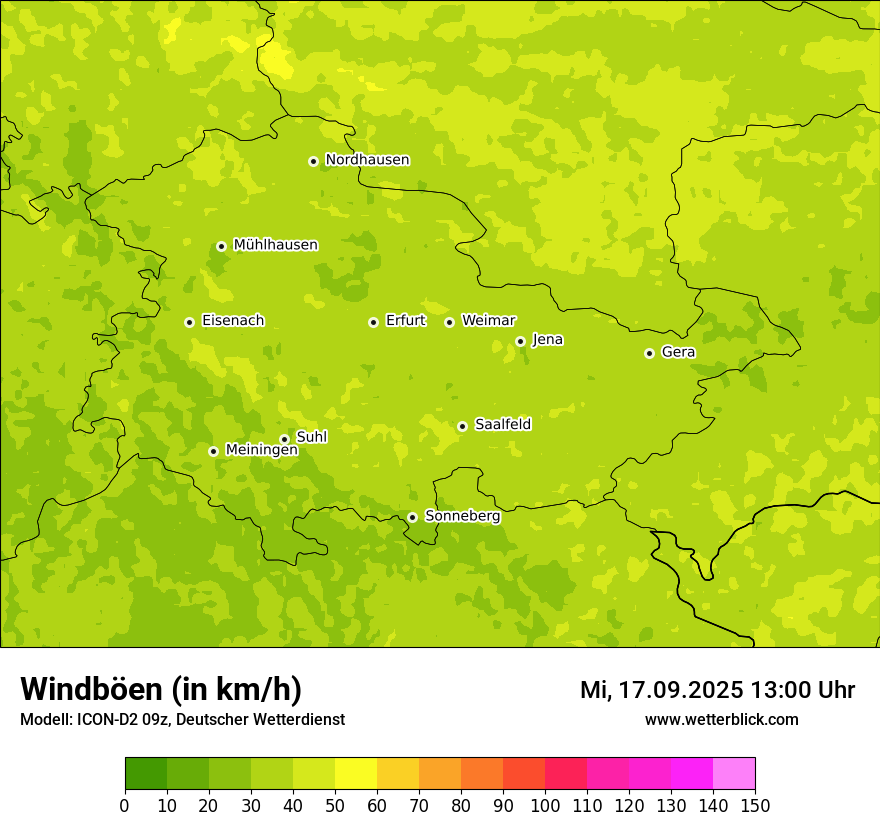 Modellkarten Windgeschwindigkeit