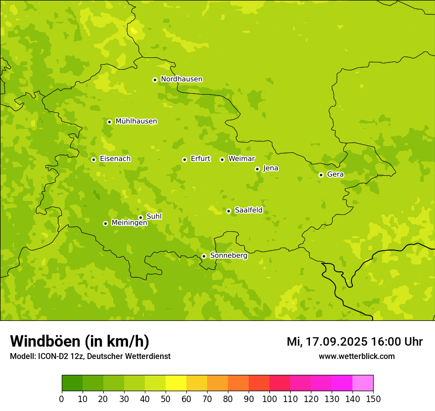 Modellkarten Windgeschwindigkeit