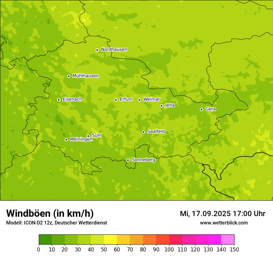 Modellkarten Windgeschwindigkeit