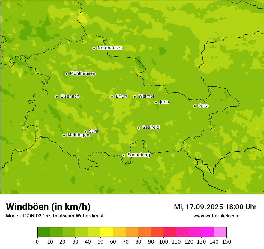 Modellkarten Windgeschwindigkeit