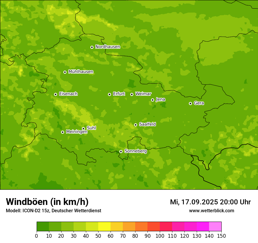 Modellkarten Windgeschwindigkeit