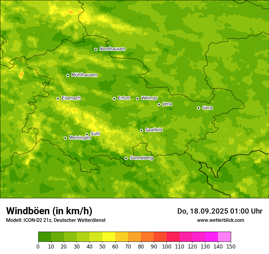 Modellkarten Windgeschwindigkeit