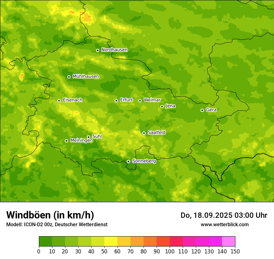 Modellkarten Windgeschwindigkeit