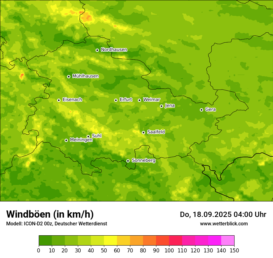 Modellkarten Windgeschwindigkeit