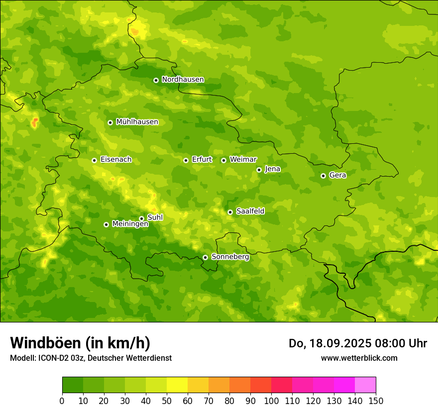 Modellkarten Windgeschwindigkeit