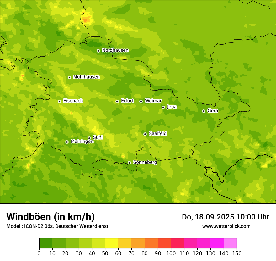 Modellkarten Windgeschwindigkeit