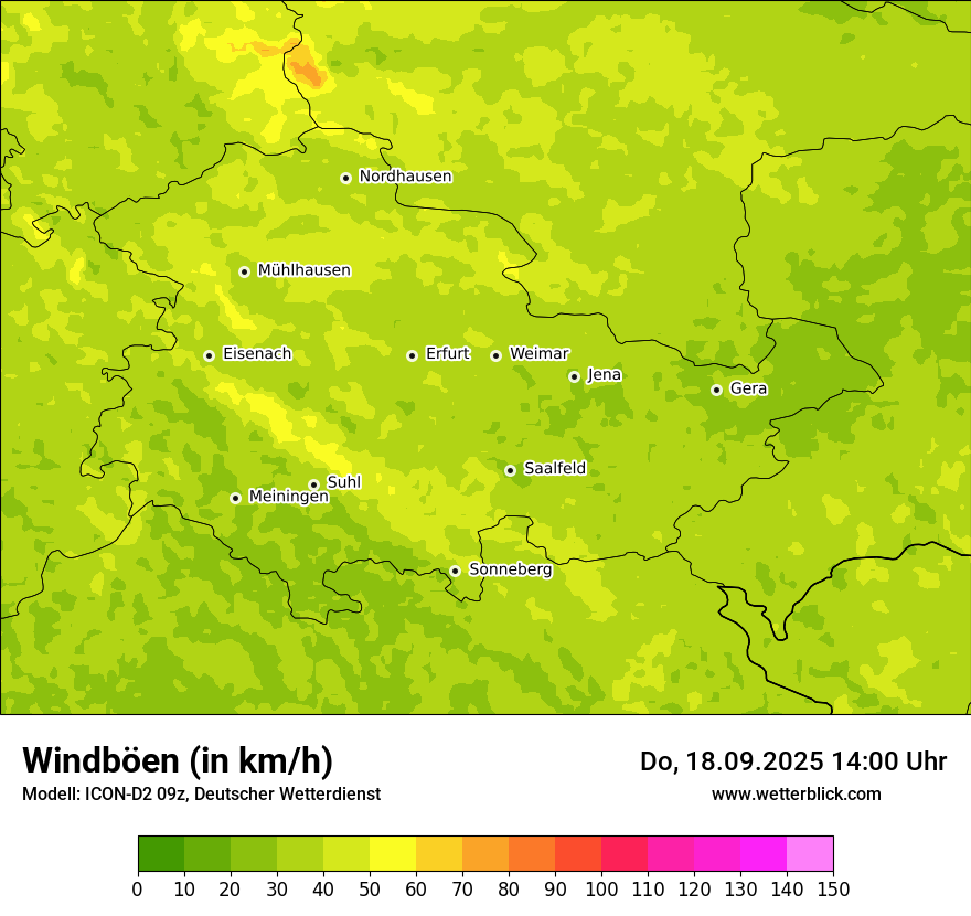 Modellkarten Windgeschwindigkeit