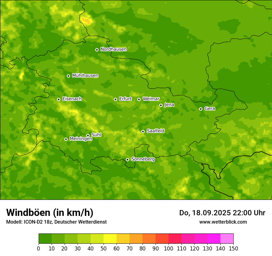 Modellkarten Windgeschwindigkeit