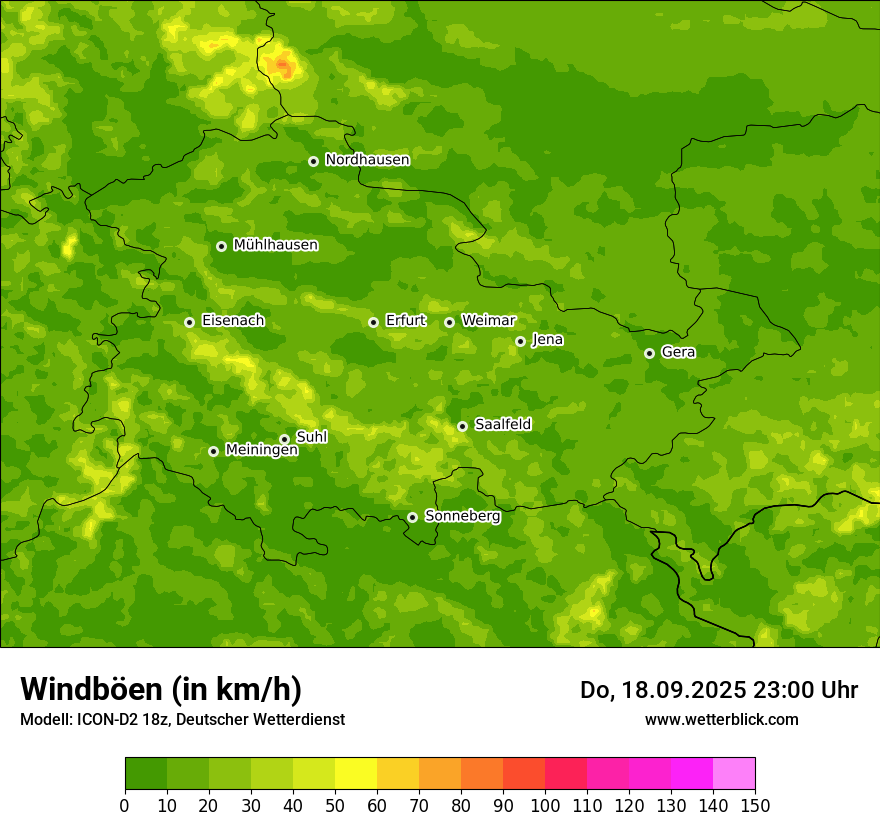 Modellkarten Windgeschwindigkeit