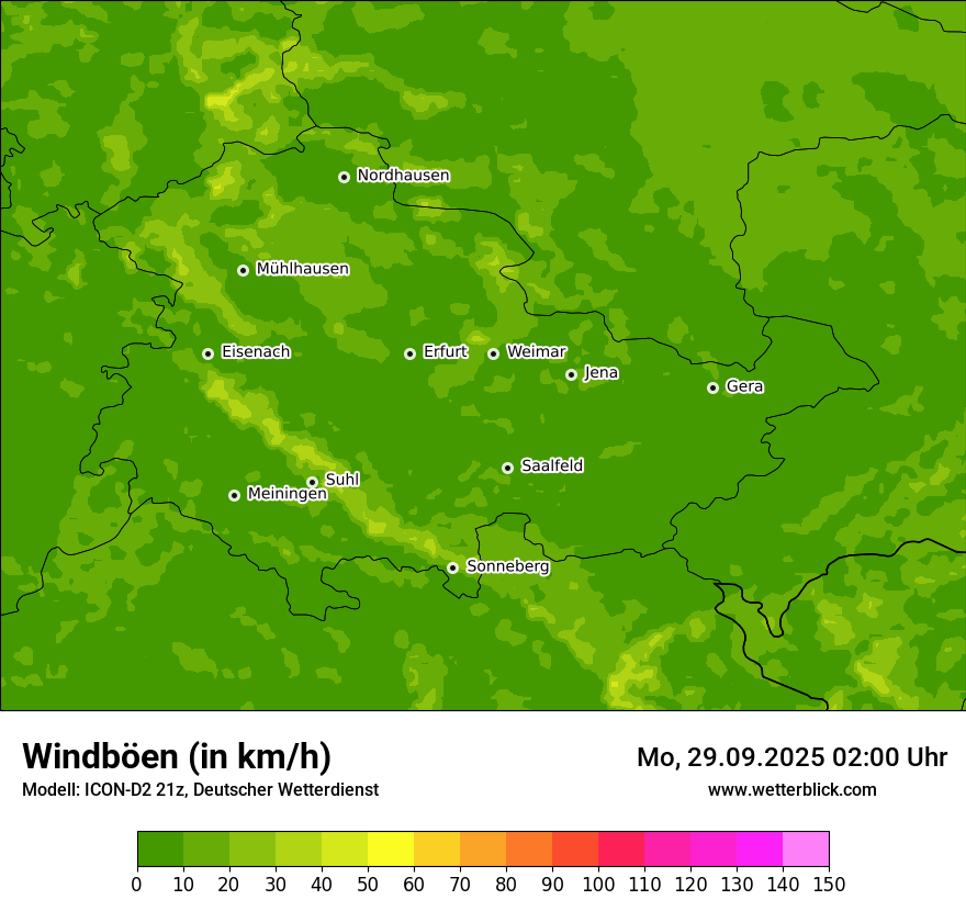 Modellkarten Windgeschwindigkeit