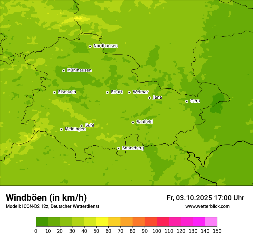 Modellkarten Windgeschwindigkeit