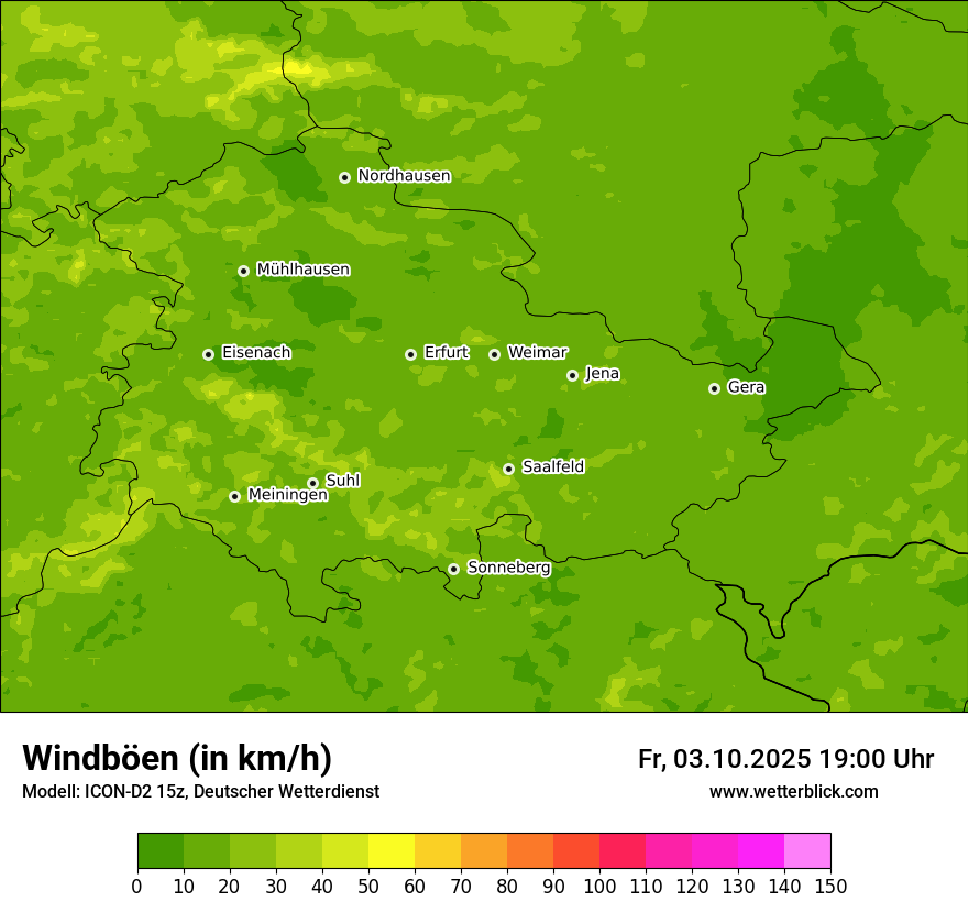 Modellkarten Windgeschwindigkeit