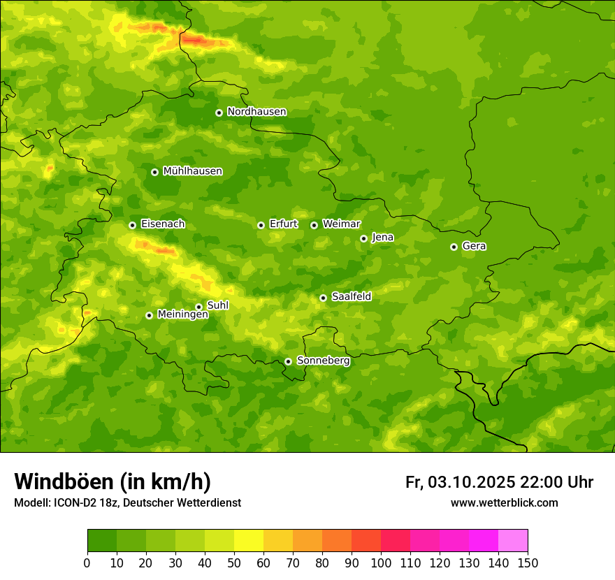 Modellkarten Windgeschwindigkeit