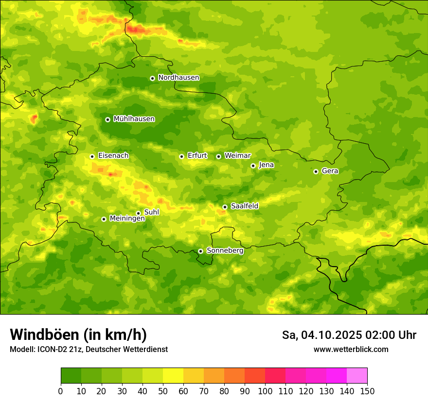 Modellkarten Windgeschwindigkeit