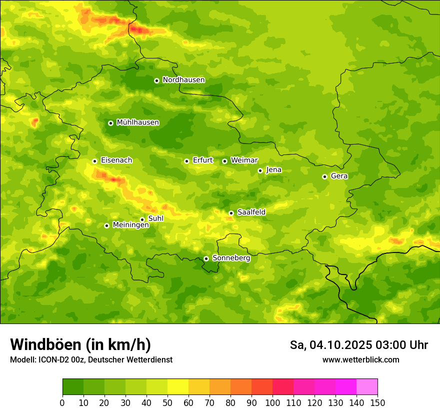 Modellkarten Windgeschwindigkeit