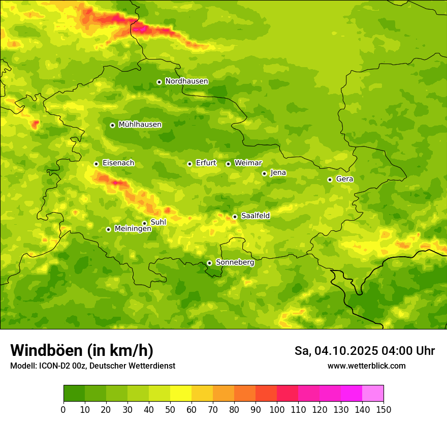 Modellkarten Windgeschwindigkeit