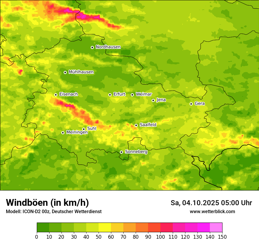 Modellkarten Windgeschwindigkeit