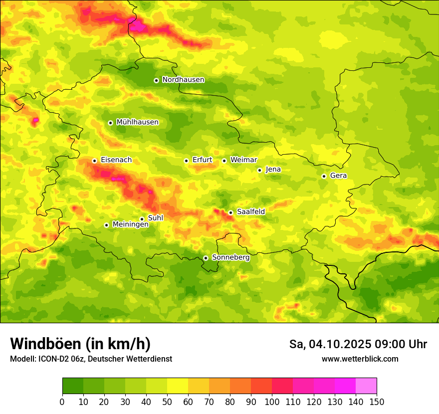 Modellkarten Windgeschwindigkeit