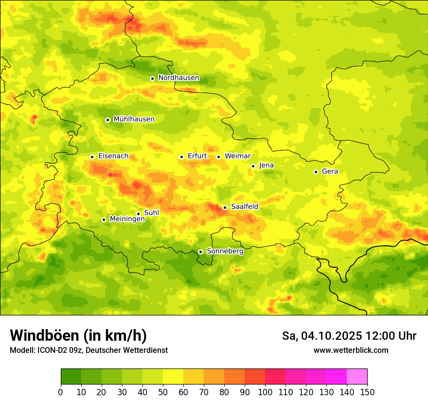 Modellkarten Windgeschwindigkeit