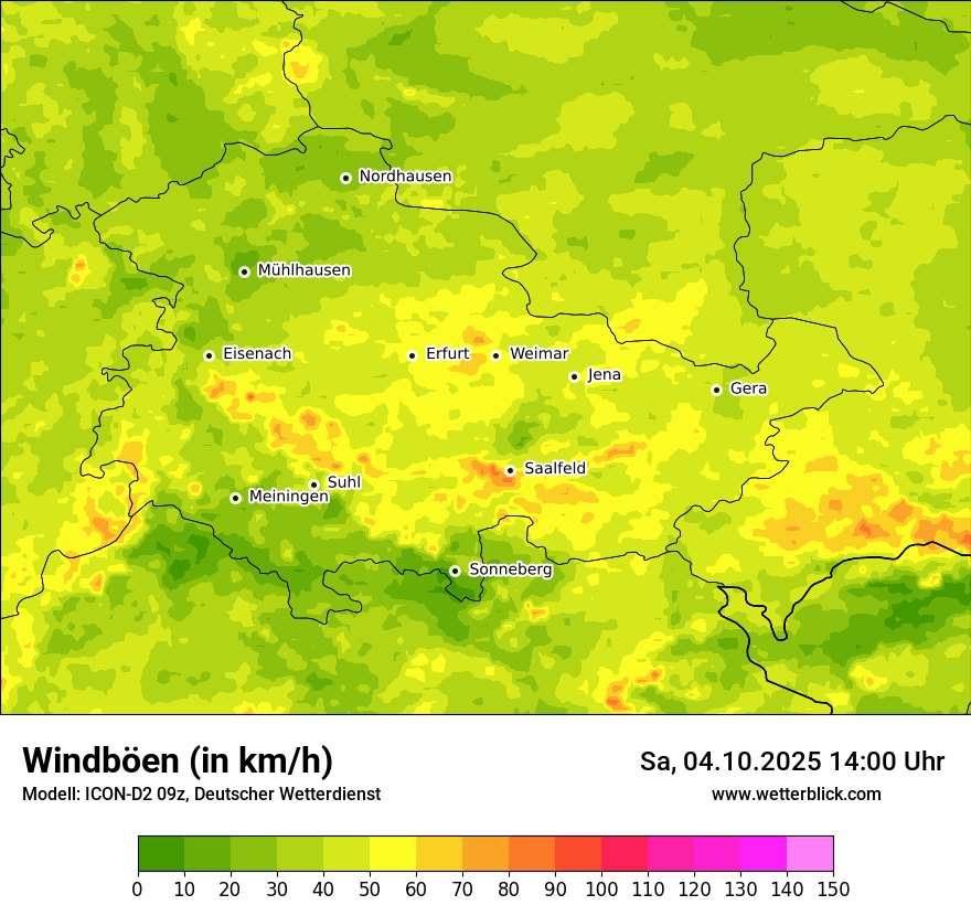 Modellkarten Windgeschwindigkeit