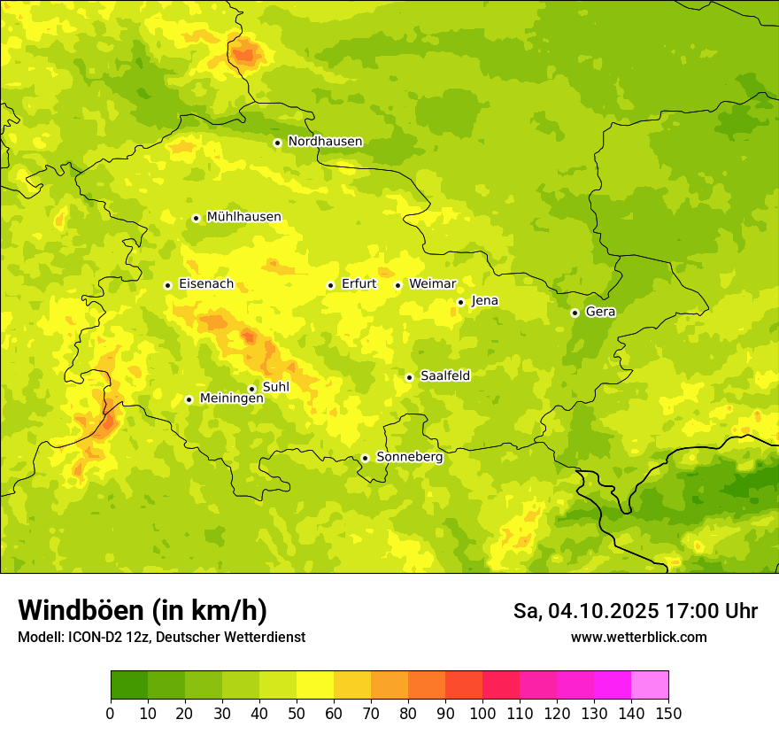 Modellkarten Windgeschwindigkeit