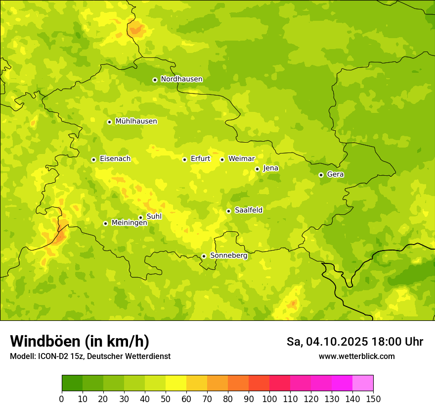 Modellkarten Windgeschwindigkeit