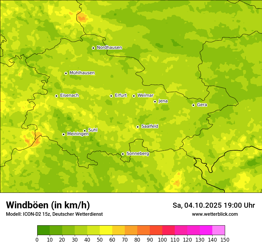 Modellkarten Windgeschwindigkeit