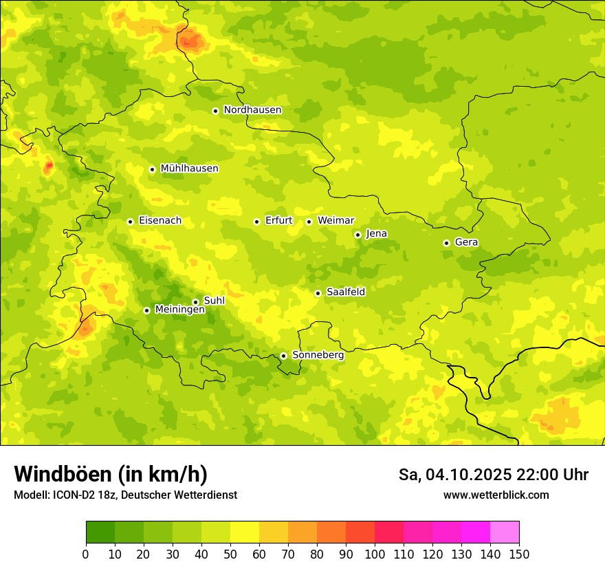 Modellkarten Windgeschwindigkeit